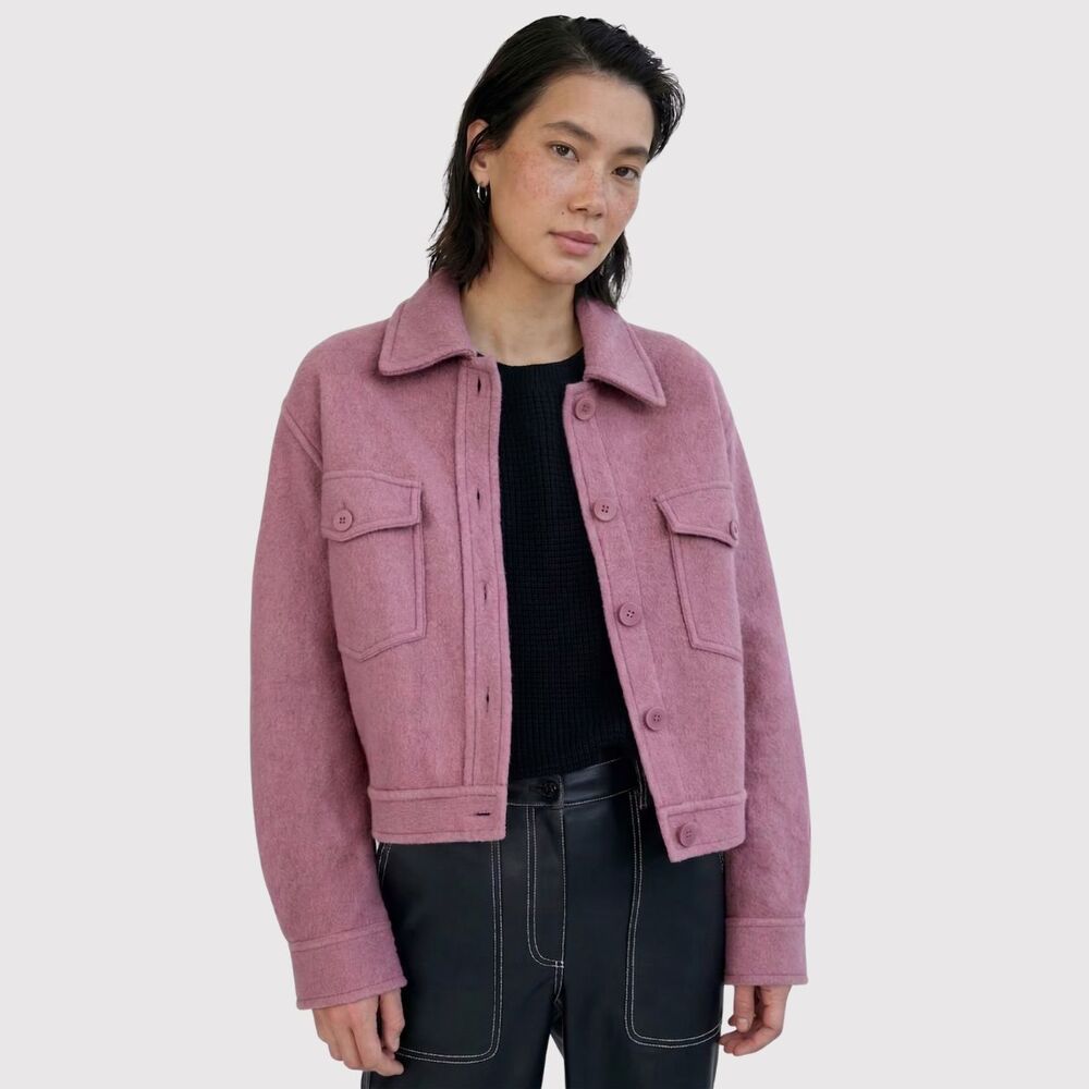 Aritzia Wilfred Free Womens Shirt Jacket Pink Autumn Merino Wool Shacket Small